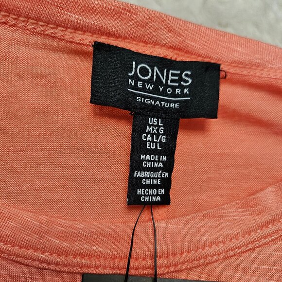 Jone New York Women's Coral Red Modern Essential Laced detail Blouse Top Size: L - Picture 8 of 11